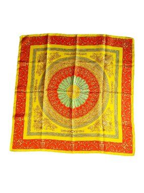 Vintage Versace Silk Scarf – Baroque Medallion Design